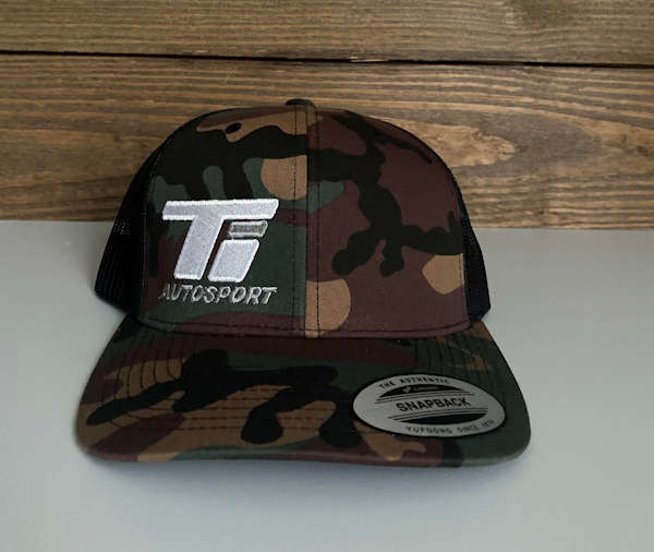 Camo and Black Snapback with White and Gray TI Logo 